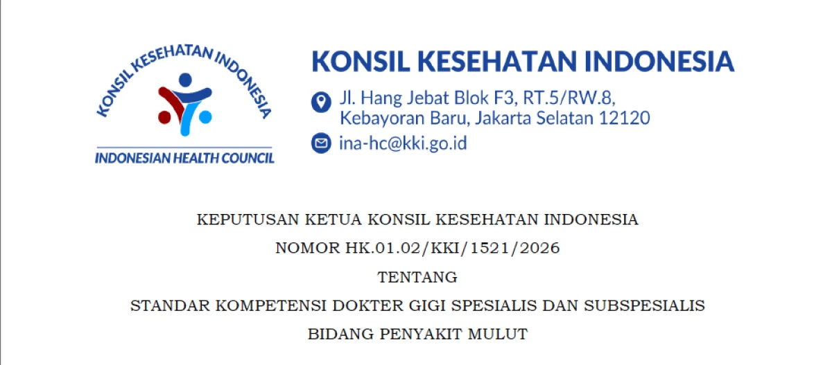 Standar kompetensi dokter gigi spesialis dan subspesialis bidang penyakit mulut